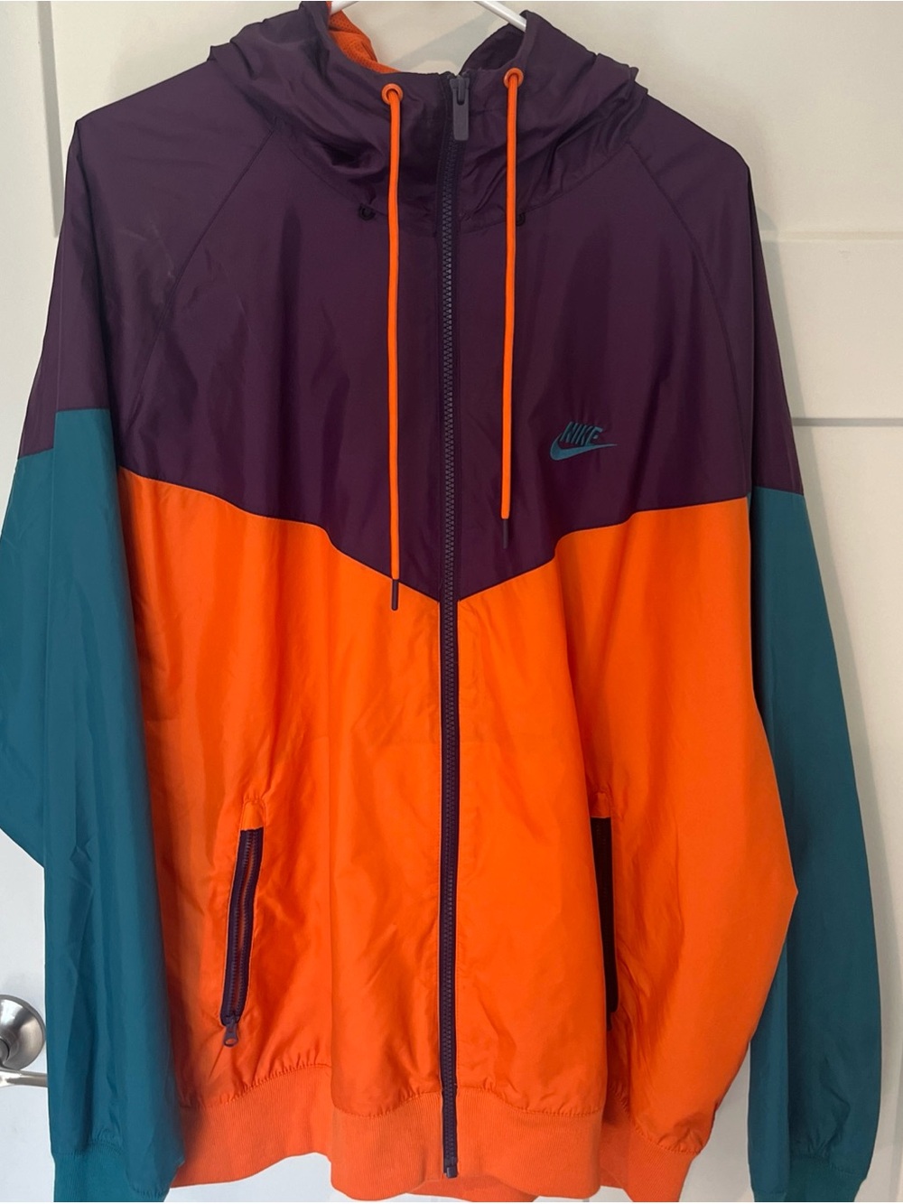 Nike Men’s Colorblock Windbreaker Jacket - Orange/Teal/Purple
